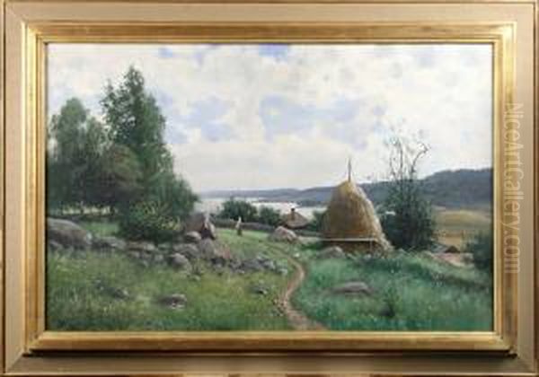 Sommarlandskap Vid Sjo Oil Painting by Karl Konrad Simonsson