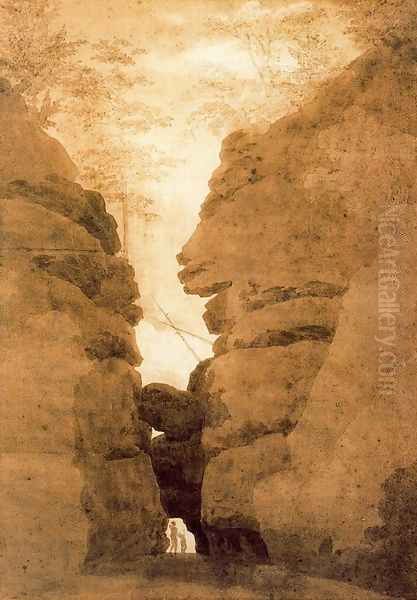 Rock Arch in the Uttewalder Grund Oil Painting by Caspar David Friedrich