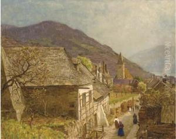 An Austrian Village Oil Painting by Stefan Simony