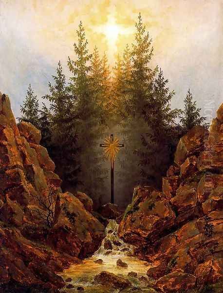 The Cross in the Forest Oil Painting by Caspar David Friedrich