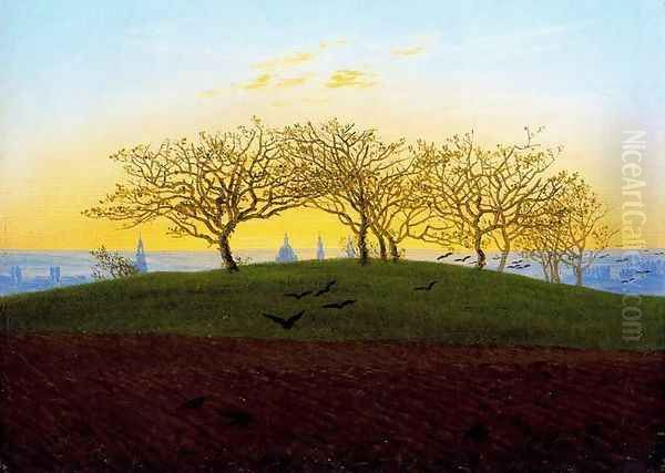 Hill and Ploughed Field near Dresden Oil Painting by Caspar David Friedrich