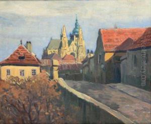 From Old Prague Oil Painting by Jaroslav Simunek