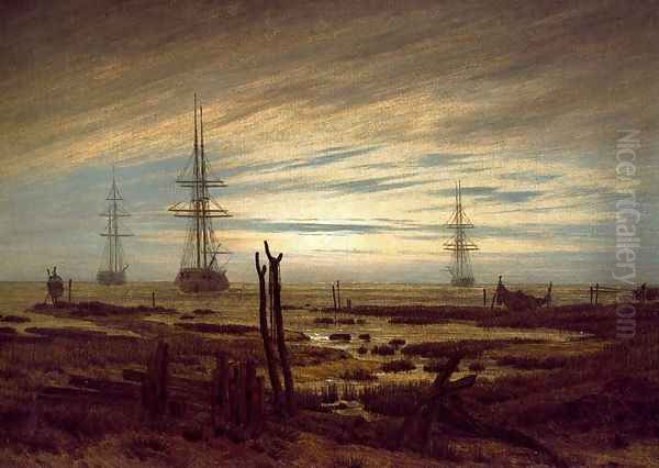 Ships at Anchar Oil Painting by Caspar David Friedrich