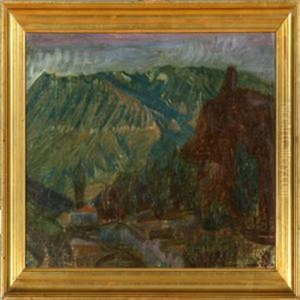 Two Italian Landscapes From The Abruzzes And Civita D'antino Oil Painting by Knud Sinding