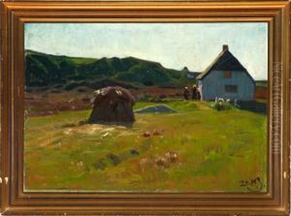 A Danish Summer Landscape Oil Painting by Knud Sinding