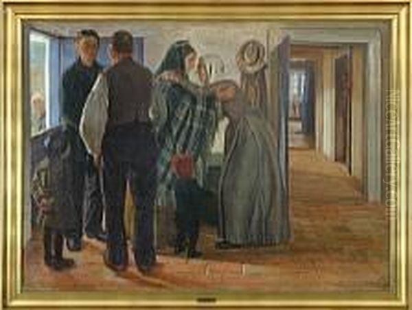 The Guests Arrives Oil Painting by Knud Sinding