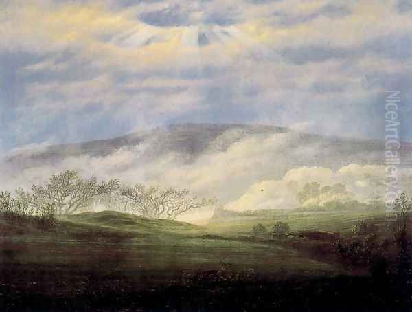 Fog in the Elbe Valley Oil Painting by Caspar David Friedrich