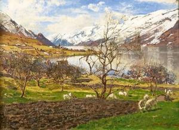 Ullensvang I Hardanger Oil Painting by Otto Sinding