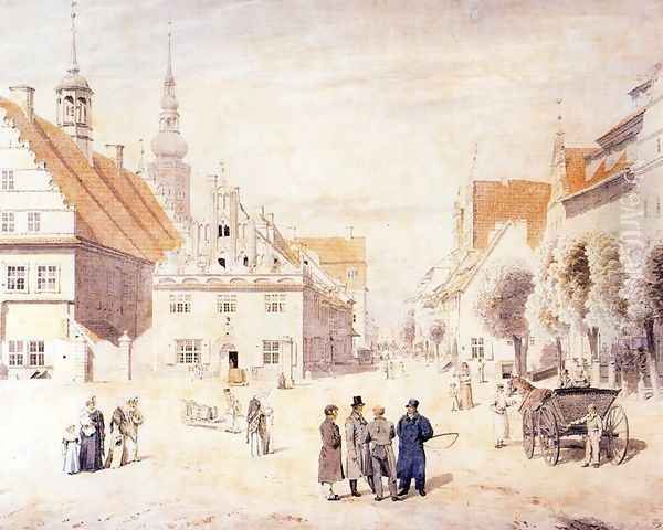 The Marketplace in Greifswald Oil Painting by Caspar David Friedrich