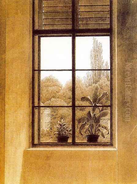 Window and Garden Oil Painting by Caspar David Friedrich