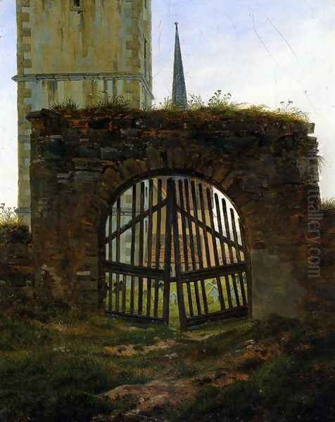 The Cemetery Gate (The Churchyard) Oil Painting by Caspar David Friedrich