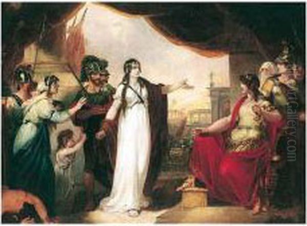 Volumnia And Virgilia Pleading Before Coriolanus Oil Painting by Henry Singleton