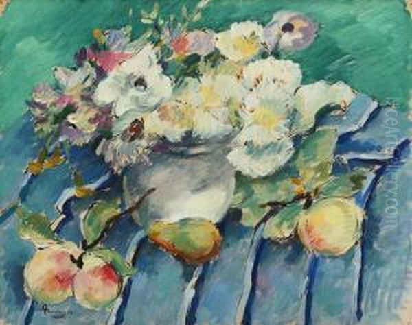 Flowers And Fruit Oil Painting by Ion Theodorescu Sion