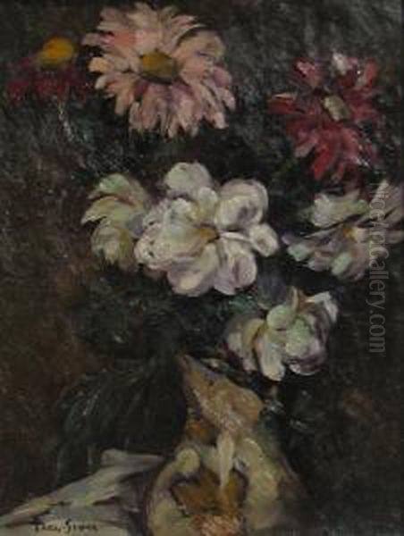 Vase With Flowers Oil Painting by Ion Theodorescu Sion