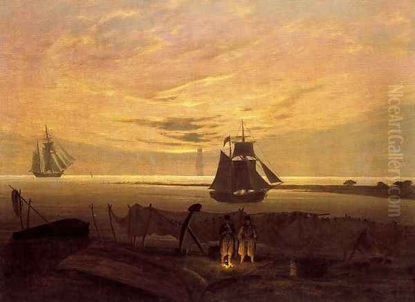 Evening on the Baltic Sea 2 Oil Painting by Caspar David Friedrich