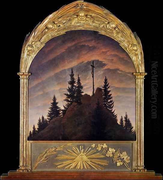 Cross in the Mountains (Tetschen Altar) 2 Oil Painting by Caspar David Friedrich