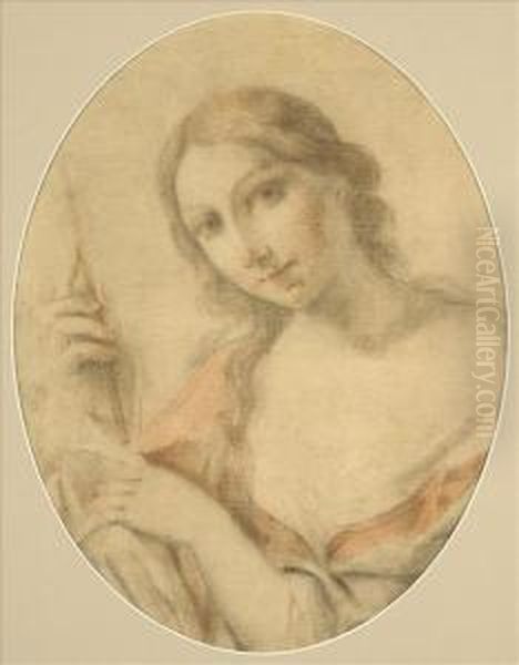 Study Of A Young Woman, Half-length, Holding A Flute Oil Painting by Elisabetta Sirani