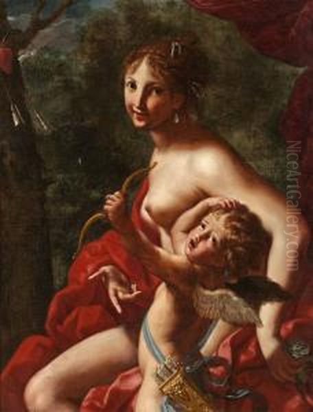 Venus Och Cupido Oil Painting by Elisabetta Sirani