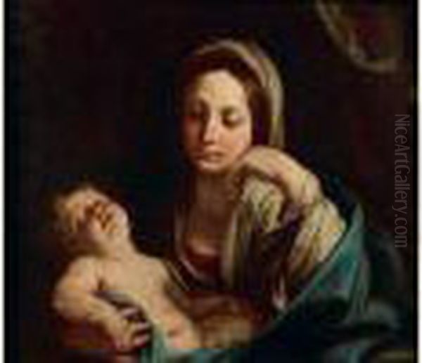 La Vierge Veillant Sur L'enfant Endormi Oil Painting by Elisabetta Sirani