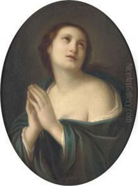 The Penitent Magdalen, In A Feigned Oval Oil Painting by Elisabetta Sirani