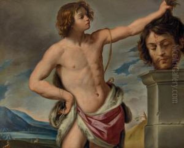 David With The Head Of Goliath Oil Painting by Giovanni Andrea Sirani