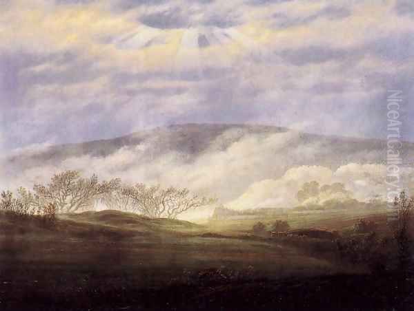 Fog in the Elbe Valley 2 Oil Painting by Caspar David Friedrich