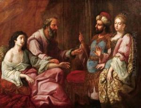 Saul Offre In Sposa La Figlia Mikal A David Oil Painting by Giovanni Andrea Sirani