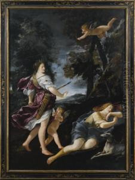 Diana E Endimione Oil Painting by Giovanni Andrea Sirani