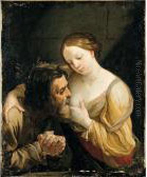 Cimon And Pero (roman Charity) Oil Painting by Giovanni Andrea Sirani