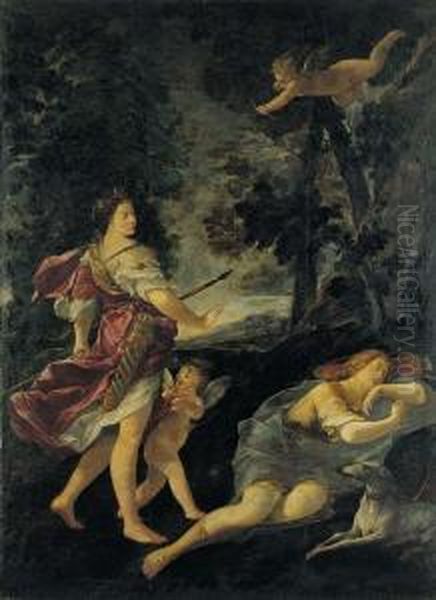 Diana Ed Endimione Oil Painting by Giovanni Andrea Sirani