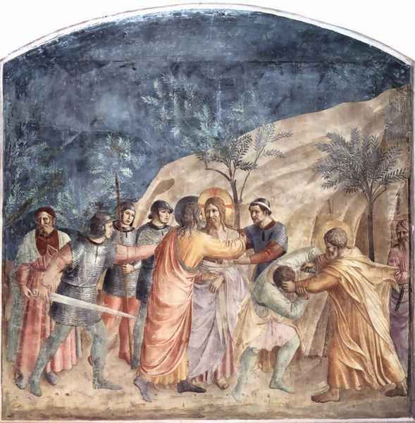 Capture of Christ, Judas Kiss and Peter, the servant Malchus an ear off Oil Painting by Angelico Fra