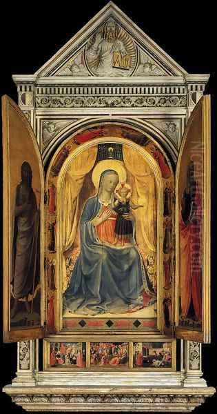 Linaioli Tabernacle (shutters open) 1433 Oil Painting by Angelico Fra