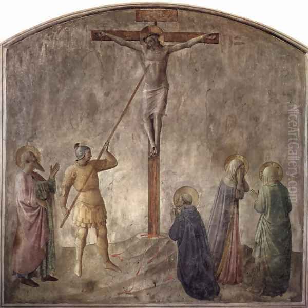 Crucifixion with Lanzen Bite of the captain Longinus Oil Painting by Angelico Fra