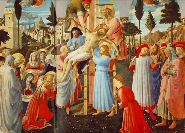 Deposition from the Cross (detail 1) 1437 Oil Painting by Angelico Fra