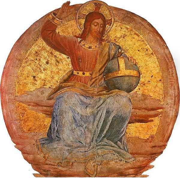 Christ in Majesty, 1447, detail of the fresco on the ceiling of the Cappella di San Brizio Cathedral, Orvieto Oil Painting by Angelico Fra