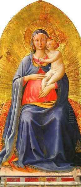 Madonna & Child, central panel of a missing polyptych, 1450 Oil Painting by Angelico Fra