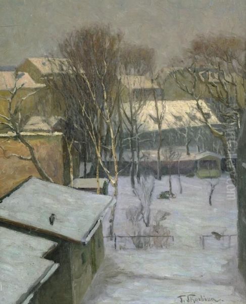 Blick Aus Dem Atelierfenster Oil Painting by Franz Skarbina