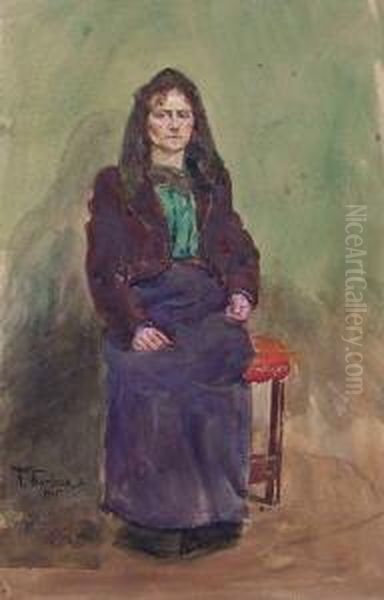 Sitzende Frau Oil Painting by Franz Skarbina