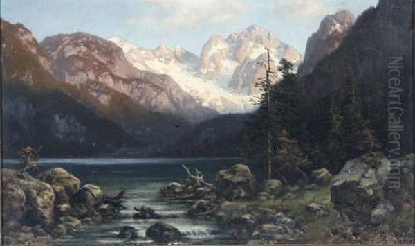 Der Gosausee Am Dachstein Oil Painting by Ludwig Skell