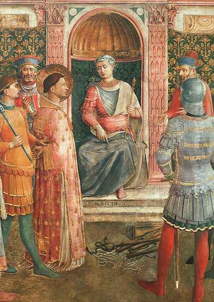 Saint Lawrence before Valerianus (with Benozzo Gozzoli), 1447-49 Oil Painting by Angelico Fra