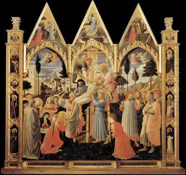 Deposition from the Cross (Pala di Santa Trinità) 1437 Oil Painting by Angelico Fra