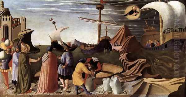 The Story of St Nicholas, St Nicholas saves the ship 1437 Oil Painting by Angelico Fra