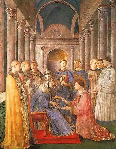 The Ordination of Saint Lawrence, 1447-49 Oil Painting by Angelico Fra