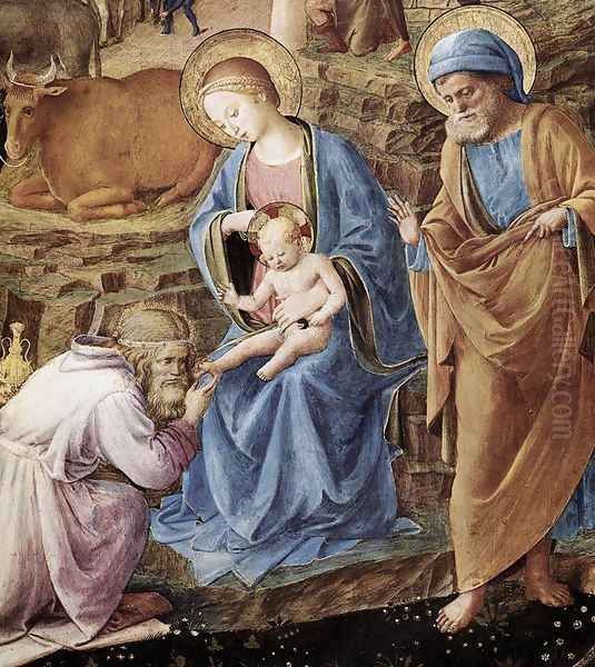 The Adoration of the Magi (detail) 1445 Oil Painting by Angelico Fra