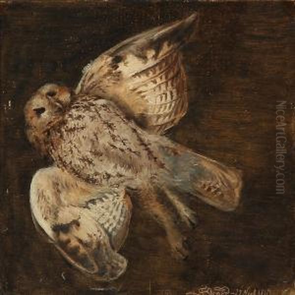 An Owl Oil Painting by Joakim Skovgaard