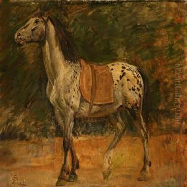 A Knabstrupper Horse Oil Painting by Joakim Skovgaard