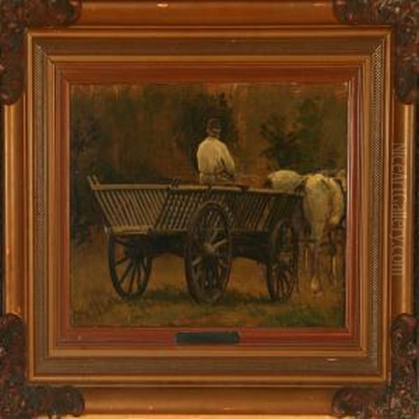 A Hay Carriage Oil Painting by Joakim Skovgaard