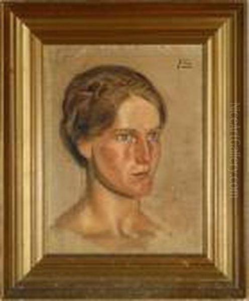 A Young Woman With Her Hair Taken Up Oil Painting by Joakim Skovgaard