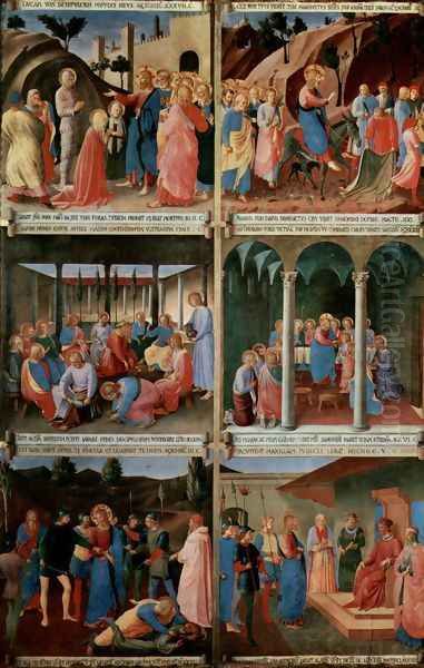 Picture cycle scenes from the life of Christ for a cabinet for storage of silver tableware, scene sequence Oil Painting by Angelico Fra