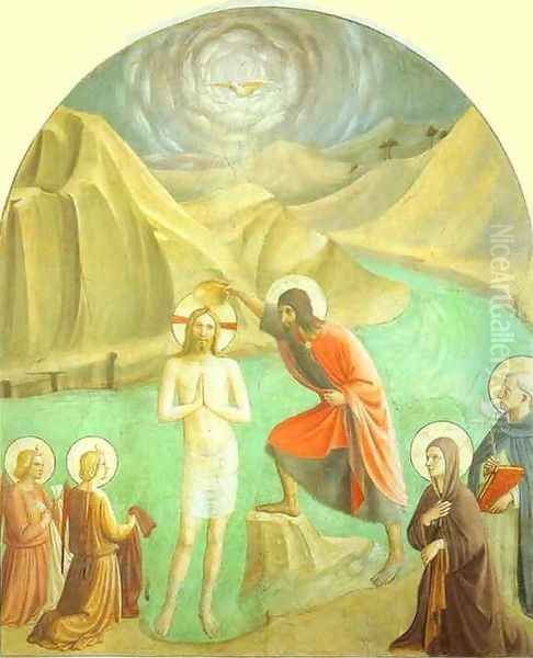 Baptism of Christ Oil Painting by Angelico Fra